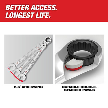 Milwaukee 48-22-9429 Ratcheting Combination Wrench Set - Chrome Vanadium Steel