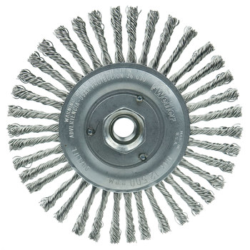 Weiler Roughneck 08786 Wheel Brush - 6 in Dia - Knotted - Stringer Bead Stainless Steel Bristle