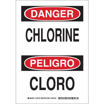 Picture of Brady B-555 Aluminum Rectangle White English / Spanish Chemical Warning Sign part number 125151 (Main product image)