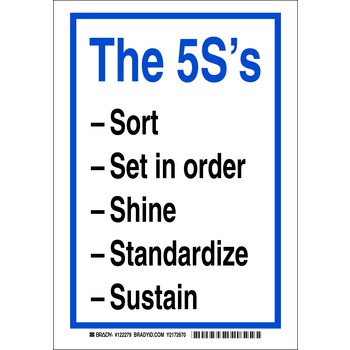 Picture of Brady B-140 Fiberglass / Polyester / Vinyl Rectangle White English 5S Sign part number 122280 (Main product image)