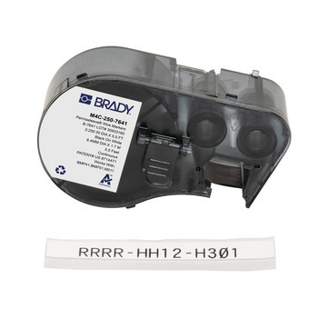 Picture of Brady PermaSleeve Black on White Polyolefin Thermal Transfer M4C-250-7641 Low Smoke Zero Halogen Heat-Shrink Label (Main product image)