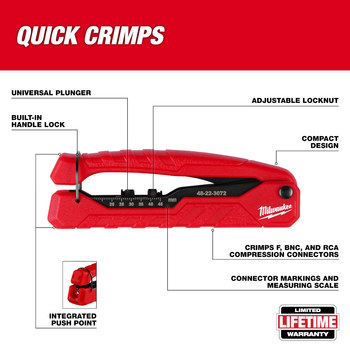 Milwaukee 48-22-3072 Coax Compression Crimper, 4.74 in | RSHughes.com