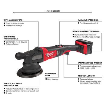 Milwaukee M18 FUEL Li-Ion Battery Random Orbital Polisher Kit - 2685-22HD