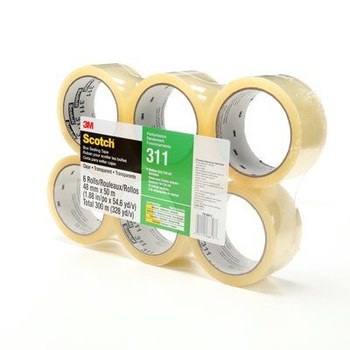 3M Scotch 311 PK6 Clear Box Sealing Tape - 48 mm Width x 50 m Length - 2 mil Thick - 68813