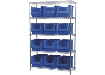 Picture of Akro-Mils AWS184830282 Akrobin 2000 lb Adjustable Blue Chrome Steel Open Fixed Shelving System (Main product image)