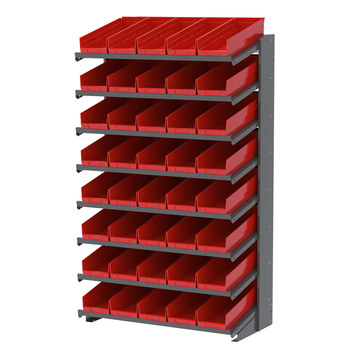 Picture of Akro-Mils APRS18138 APRS 900 lb Red Gray Powder Coated Steel 16 ga Single Sided Fixed Rack (Main product image)