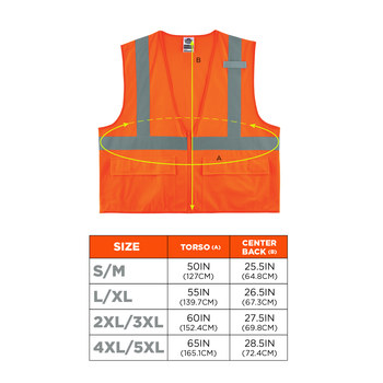 Ergodyne Glowear High-Visibility Vest 8225Z 21155 - Size Large/XL - High-Visibility Orange