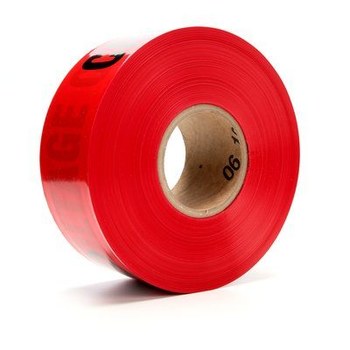 3M Scotch 363 Red Warning Tape - Pattern/Text = CAUTION HIGH VOLTAGE CABLE BURIED BELOW - 3 in Width x 1000 ft Length - 4 mil Thick - 57768