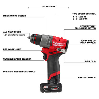 Milwaukee M12 Lithium-Ion (Li-ion) 2-Tool Combo Drill Kit - 2 Orbit - 3497-22