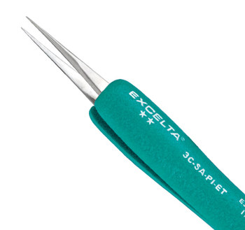 2 Excelta Straight Very Fine Point Tweezers 3C-SA-PI Used 