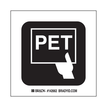 Picture of Brady B-302 Polyester Square White English MRI / PET Sign part number 142662 (Main product image)