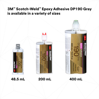 3M Scotch-Weld 190 Gray Two-Part Epoxy Adhesive - Base & Accelerator (B/A) - 200 ml Dual Cartridge - 87840