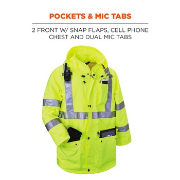 Ergodyne Glowear Rain Jacket 8365 24324 - Size Large - High-Visibility Lime