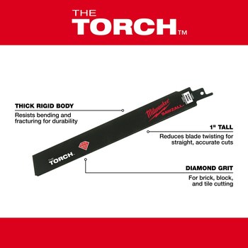 Milwaukee SAWZALL TORCH Reciprocating Saw Blade 48-00-1450 - 1 in Width x 0.042 in Thick - Diamond