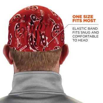 Ergodyne Chill-Its 6630 Red Hi Cool/Terry Cloth Skull Cap - 720476-12508