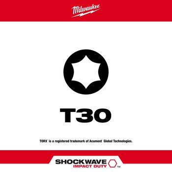 Milwaukee SHOCKWAVE Impact Duty TORX Power Bit 48-32-4398 - Alloy Steel - 3.5 in Length - 33162