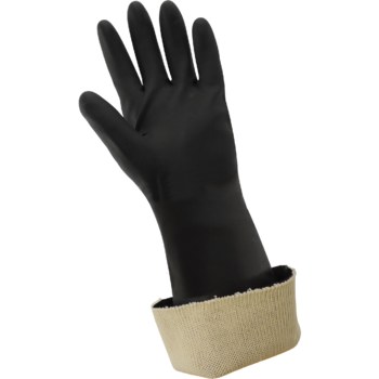 Global Glove FrogWear Black One Size Fits All Supported Chemical-Resistant Gloves - 15 in Length - Rough Finish - 22 mil Thick - 245CT