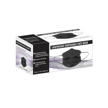 Global Glove Black Universal Flat Fold Face Mask - box - GLOBAL GLOVE NW-M2 MASK