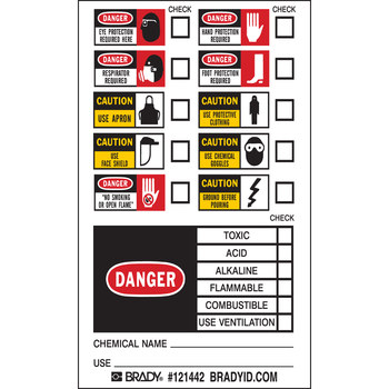 Picture of Brady Rectangle Vinyl 121442 Chemical Hazard Label (Main product image)