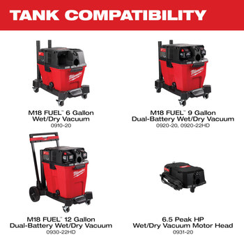 Milwaukee - Wet/Dry Vacuum Tank - Red/Black - 6 gal - 0922-20 - 54308