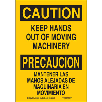 Picture of Brady B-302 Polyester Rectangle Yellow English / Spanish Equipment Safety Sign part number 125408 (Main product image)