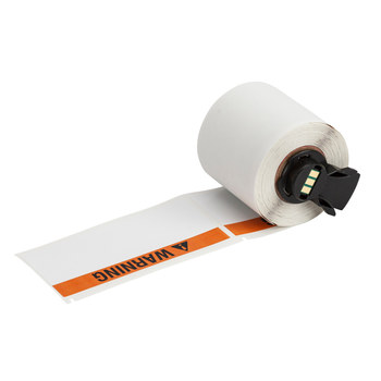 Picture of Brady Black, Orange on White Vinyl Thermal Transfer M6-38-595-WARNING All-Weather Printer Labels (Main product image)