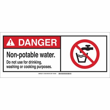 Picture of Brady B-120 Fiberglass Rectangle White English Water Sanitation Sign part number 145205 (Main product image)