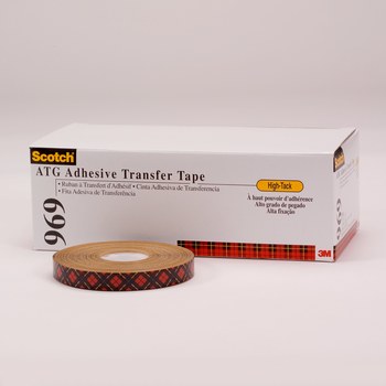 3M Scotch ATG 969 Clear Transfer Tape - 1/2 in Width x 18 yd Length - 5 mil  Thick - Densified Kraft Paper Liner - 05671