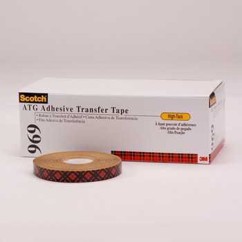 3M Scotch ATG 969 Clear Transfer Tape - 3/4 in Width x 18 yd Length - 5 mil Thick - Densified Kraft Paper Liner - 05672