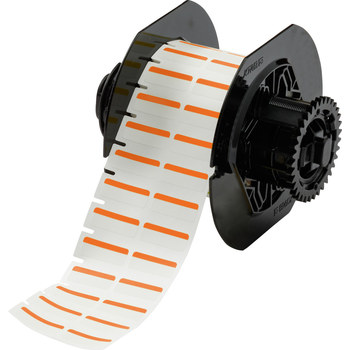 Brady B33-152-494-OR Thermal Transfer Printable Labels - 1 in x 0.375 in - Polyester - Orange / White - B-494 - 60983