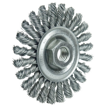 Weiler 13266 Wheel Brush - 4 in Dia - Knotted - Cable Twist Steel Bristle