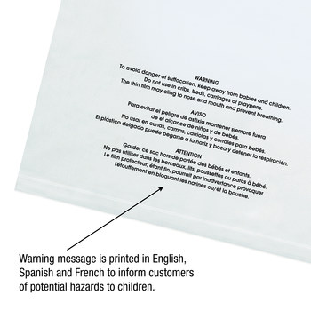 Clear Suffocation Warning Bag - 12 in x 16 in - 1.5 mil Thick - 11778