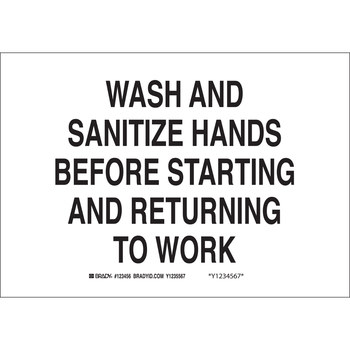 Picture of Brady B-401 Polystyrene Rectangle White English Personal Hygiene Sign part number 25251 (Main product image)