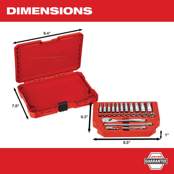 Milwaukee 48-22-9404 6 Point Ratchet & Socket Set - Alloy Steel - 1/4 in Drive - 50462