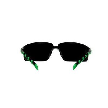 3M Solus 2000 Series Safety Glasses S2050AS-BLK - Anti-Scratch Low IR Gray Lens - Black/Green Ratcheting Temples