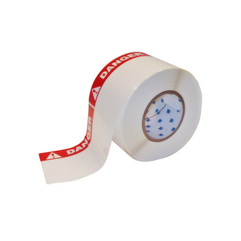 Picture of Brady Black / Red on White Polyester Thermal Transfer THTEL-25-483-1-DA Die-Cut Thermal Transfer Printer Label Roll (Main product image)