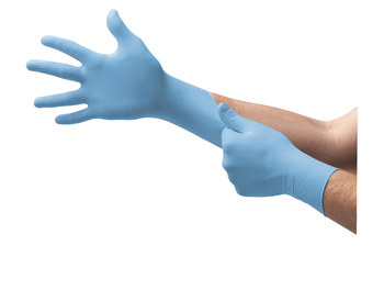 Microflex High Five N84 Blue XL Powdered Disposable Gloves - Food Grade - 9 in Length - Rough Finish - N844-10