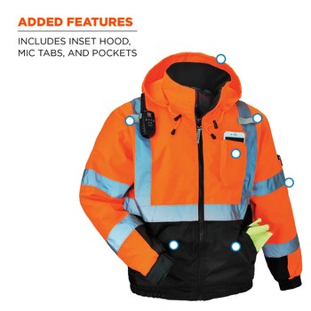 Ergodyne GloWear Work Jacket 8377 25614 - Size Large - Orange/Black