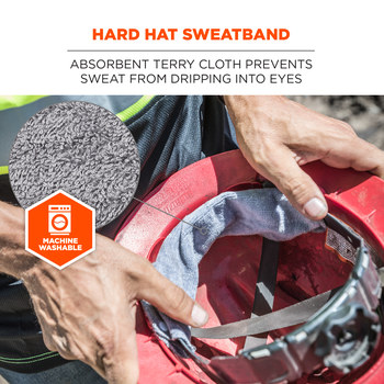 Ergodyne Chill-Its 6609 Gray Cotton/Terry Cloth Hard Hat/Bump Cap Sweatband - 720476-12440