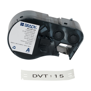 Brady M4-230-109 Die-Cut Printer Cartridge - 0.5 in x 3 in - Polyethylene - Black on White - B-109 - 64367