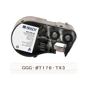 Picture of Brady PermaSleeve Black on White Polyolefin Thermal Transfer M4C-250-342 Heat-Shrink Label (Main product image)