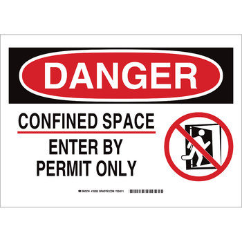 Picture of Brady B-120 Fiberglass Reinforced Polyester Rectangle White English Confined Space Sign part number 87674 (Main product image)