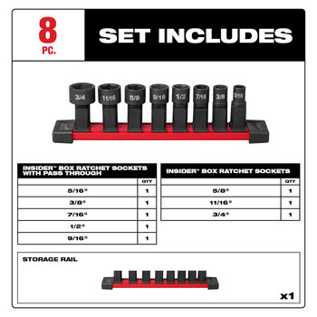 Milwaukee INSIDER 49-16-1640 6 point Box Ratchet Socket Set - High Carbon Steel - 77172