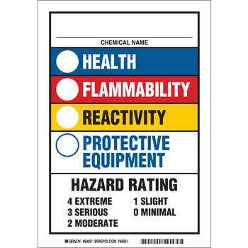 Picture of Brady B-302 Polyester Rectangle White English Hazardous Material Identification Guide (HMIG) Sign part number 60051 (Main product image)