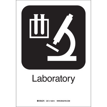 Picture of Brady B-401 High Impact Polystyrene Rectangle White English Laboratory Sign part number 142460 (Main product image)