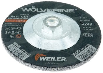 Weiler Wolverine Surface Grinding Wheel 56449 - 5 in - Aluminum Oxide - 24 - R