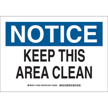 Picture of Brady B-302 Polyester White English Keep Clean Sign part number 128423 (Main product image)