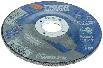 Weiler Tiger Aluminum Cut & Grind Wheel 58215 - 4-1/2 in - A/O Aluminum Oxide AO - 30 - T