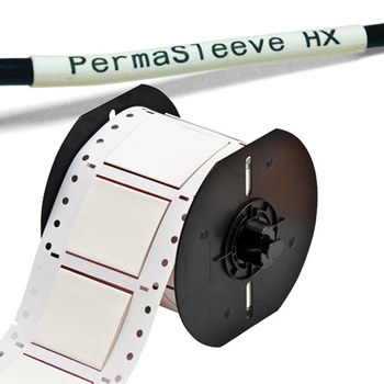 Picture of Brady Permasleeve White Heat-Shrinkable Polyolefin Thermal Transfer B33D-2000-2-7642 Die-Cut Thermal Transfer Printer Sleeve (Main product image)