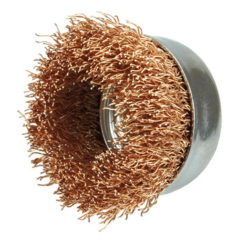 Weiler Bronze Cup Brush - Threaded Nut Attachment - 3 in Diameter - 5/8 in-11 UNC Center Hole - 0.020 in Bristle Diameter - 13231